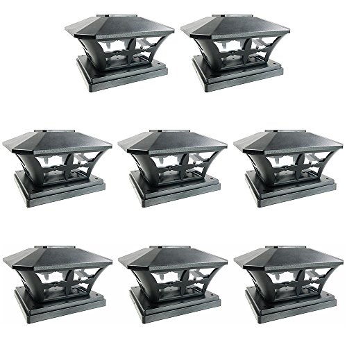 iGlow-8-Pack-Black-White-Outdoor-Garden-6-x-6-Solar-SMD-LED-Post-Deck-Cap-Square-Fence-Light-Landscape-PVC-Vinyl-Wood-0