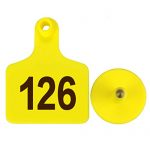 100pcs-TPU-Laser-Curve-Cattle-Ear-Tag-Tagger-Copper-Head-yellow-with-number-0