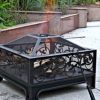 26-Square-Steel-Wood-Burning-Fire-Pit-Antique-Bronze-W-Cover-Screen-Poker-0