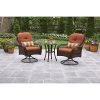 3-Piece-Outdoor-Bistro-Set-All-Weather-Wicker-Hand-Woven-Weave-Color-is-ReddishBrown-Heavy-Duty-Steel-Frame-Tempered-Glass-Includes-Seat-Back-and-Lumbar-Pillow-Treated-for-UV-Protection-0