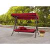 3-Seat-Canopy-Porch-Swing-Bed-Red-Fully-Reclines-to-Lie-Flat-Fade-Resistant-Fabric-UV-Treated-Fade-Resistant-Fabric-Includes-Two-Throw-Pillows-Multi-Position-Canopy-Supports-Three-People-0