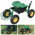 300lbs-Garden-Cart-Rolling-Work-Seat-With-Tool-Tray-Heavy-Duty-Planting-New-0