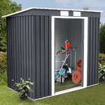 4X7-Outdoor-Garden-Storage-Shed-Tool-House-Sliding-Door-Metal-Dark-Gray-New-0-4