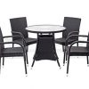 5-Pc-Patio-Resin-Outdoor-Wicker-Dining-Set-Round-Table-wGlass4-Arm-Chair-Black-Color-0