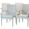 5-Pc-Patio-Resin-Outdoor-Wicker-Dining-Set-Round-Table-wGlass4-Arm-Chair-Gray-Color-0-2
