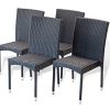 5-Pc-Patio-Resin-Outdoor-Wicker-Dining-Set-Round-Table-wGlass4-Side-Chair-Black-Color-0-1