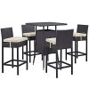 5-Piece-Classy-Patio-Bar-Set-Made-of-Woven-Rattan-and-Aluminum-Frame-4-Barstools-with-Cozy-Cushions-and-1-Glass-Top-Square-Table-EpsressoMocha-Expert-Home-Guide-by-Love-US-0