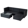 5Pcs-Black-Rattan-Table-Furniture-Set-Armless-Chair-w-2-Corner-Sofa-Footstool-0-2