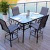 5pc-Patio-Bar-Furniture-Dining-Set-with-Quick-Dry-PVC-Fabric-Swivel-Chairs-0