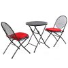 AK-Energy-3pc-Gray-Round-Folding-Steel-Mesh-Outdoor-Patio-Deck-Table-Red-Cushion-Chair-Furniture-Set-0