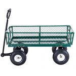 AK-Energy-Green-Steel-Lawn-Garden-Utility-Cart-Wagon-Wheelbarrow-Pull-Handle-Trailer-Flatbed-330Lbs-Capacity-0