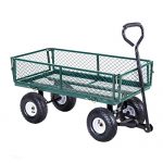 AK-Energy-Green-Steel-Lawn-Garden-Utility-Cart-Wagon-Wheelbarrow-Pull-Handle-Trailer-Flatbed-330Lbs-Capacity-0-2