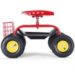 AK-Energy-Red-Rolling-Garden-Cart-Work-Seat-With-Tool-Tray-Heavy-Duty-Gardening-Planting-300Lbs-Load-0-2