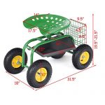 Almacn-Rolling-Garden-Gardening-Planting-Wagon-Cart-Work-Seat-Heavy-Duty-Tool-Tray-360-Degree-Swivel-Seat-Outdoor-Patio-Lawn-Yard-Utility-Buggy-Scooter-Wheelbarrow-300LBS-Holding-Capacity-0-0