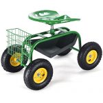 Almacn-Rolling-Garden-Gardening-Planting-Wagon-Cart-Work-Seat-Heavy-Duty-Tool-Tray-360-Degree-Swivel-Seat-Outdoor-Patio-Lawn-Yard-Utility-Buggy-Scooter-Wheelbarrow-300LBS-Holding-Capacity-0-1