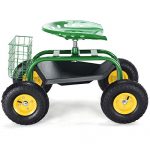 Almacn-Rolling-Garden-Gardening-Planting-Wagon-Cart-Work-Seat-Heavy-Duty-Tool-Tray-360-Degree-Swivel-Seat-Outdoor-Patio-Lawn-Yard-Utility-Buggy-Scooter-Wheelbarrow-300LBS-Holding-Capacity-0-2