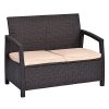 AyaMastro-43-Brown-Patio-Rattan-Loveseat-Bench-Outdoor-Couch-Chair-Furniture-wCushions-0