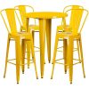 BOWERY-HILL-5-Piece-30-Round-Metal-Patio-Pub-Set-in-Yellow-0