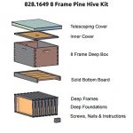 Beehive-Starter-Kit-8-Frame-Deep-Pine-Wood-With-Metal-Telescoping-Cover-for-Langstroth-Beekeeping-16-x-22-x-14-0-0