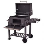 Beenaspiring-2-Wheel-Charcoal-Wood-BBQ-Grill-Outdoor-Patio-Backyard-Cooking-Wheels-Portable-Foldable-Side-Shelf-With-4-Tool-Hooks-Can-Cook-3-Ways-Grilling-BBQ-Slow-Smoking-0