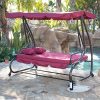 Belleze-3-Seat-Porch-Patio-SwingBed-with-Pillow-Burgundy-0-0