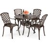 Best-Choice-Products-5-Piece-Cast-Aluminum-Patio-Dining-Set-w-4-Chairs-Umbrella-Hole-Lattice-Weave-Design-Brown-0