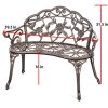 BestMassage-Patio-Garden-Bench-Bronze-Park-Yard-Furniture-Cast-Aluminum-Rose-Antique-0-1