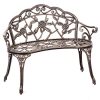 BestMassage-Patio-Garden-Bench-Bronze-Park-Yard-Furniture-Cast-Aluminum-Rose-Antique-0