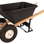 Bon-11-661-Premium-Contractor-Grade-Poly-Tray-Double-Wheel-Wheelbarrow-with-Wood-Hande-and-Knobby-Tire-5-34-Cubic-Feet-0