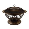 Catalina-Creations-Durable-Round-Steel-Wood-Burning-Outdoor-Fire-Pit-with-Spark-Screen-Guard-Log-Grate-Screen-Lifting-Tool-and-Antique-Bronze-Finish-29-L-0
