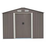 DOIT-Outdoor-Metal-Steel-Low-Gable-Storage-Shed-with-Floor-Frame-Foundation-Gray-Tool-Utility-for-Garden-Backyard-Lawn-0