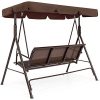 Dark-Brown-2-Persons-Outdoor-Canopy-Swing-Bench-Glider-Hammock-Patio-Yard-Backyard-Lawn-Deck-Garden-Porch-Pool-Side-Furniture-Dcor-Polyester-And-Durable-Steel-Frame-Great-Piece-For-Summer-Relaxation-0-0