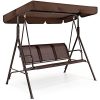 Dark-Brown-2-Persons-Outdoor-Canopy-Swing-Bench-Glider-Hammock-Patio-Yard-Backyard-Lawn-Deck-Garden-Porch-Pool-Side-Furniture-Dcor-Polyester-And-Durable-Steel-Frame-Great-Piece-For-Summer-Relaxation-0