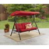 EHOME-SUPERSTORE-LLC-3-Person-Canopy-Porch-Swing-Bed-Red-Easy-Assembly-Durable-Rust-Resistant-Powder-Coated-Steel-Frame-in-Matte-Carbon-Finish-Plush-Cushions-with-Button-Tufted-Detail-on-Back-0