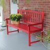 Elegant-And-Colorful-Outdoor-Patio-Bench-With-Sturdy-Solid-Acacia-Frame-Construction-Contoured-Seat-And-Straight-Armrest-Slatted-Back-For-Support-Red-Finish-Unique-Addition-To-Any-Garden-Or-Porch-0