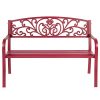 Elegant-Patio-Garden-Bench-Park-Yard-Outdoor-Furniture-with-Floral-Scroll-Back-Design-Powder-Coated-Steel-Frame-for-Front-or-Backyard-Durable-0-0