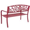 Elegant-Patio-Garden-Bench-Park-Yard-Outdoor-Furniture-with-Floral-Scroll-Back-Design-Powder-Coated-Steel-Frame-for-Front-or-Backyard-Durable-0-1