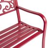 Elegant-Patio-Garden-Bench-Park-Yard-Outdoor-Furniture-with-Floral-Scroll-Back-Design-Powder-Coated-Steel-Frame-for-Front-or-Backyard-Durable-0-2