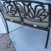Elizabeth-Outdoor-Patio-Bench-Seating-Dark-Bronze-Cast-Aluminum-Set-of-2-Sunbrella-Sesame-Cushions-0
