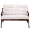 FDInspiration-Beige-435-Two-Seats-Fabric-Upholstered-Loveseat-Armchair-Sofa-Wooden-Lounge-Chair-wRemovable-Cushions-0-0