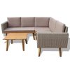 Festnight-4-Piece-Outdoor-Indoor-Garden-Sofa-Sectional-Furniture-Set-with-Coffee-Table-Poly-Rattan-Wood-Frame-Gray-0-0
