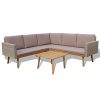 Festnight-4-Piece-Outdoor-Indoor-Garden-Sofa-Sectional-Furniture-Set-with-Coffee-Table-Poly-Rattan-Wood-Frame-Gray-0-1
