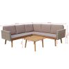 Festnight-4-Piece-Outdoor-Indoor-Garden-Sofa-Sectional-Furniture-Set-with-Coffee-Table-Poly-Rattan-Wood-Frame-Gray-0-2
