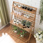 Floor-solid-wood-multi-layer-bamboo-flowers-folding-shelf-0