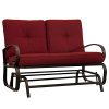 FurniTure-Outdoor-Rocking-Bench-Patio-Glider-Loveseat-Cushioned-2-Seats-Steel-Frame-Two-Rocking-Love-Seats-Glider-Swing-Bench-Brick-Red-0-0