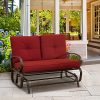 FurniTure-Outdoor-Rocking-Bench-Patio-Glider-Loveseat-Cushioned-2-Seats-Steel-Frame-Two-Rocking-Love-Seats-Glider-Swing-Bench-Brick-Red-0