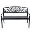 GHP-50x235x335-Steel-Frame-Cast-Iron-Backrest-Patio-Porch-Garden-Bench-Chair-0