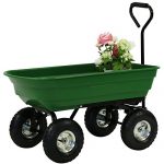 Garden-Dump-Cart-Dumper-Wagon-Carrier-Wheel-Barrow-Air-Tires-Heavy-Duty-Green-0-0