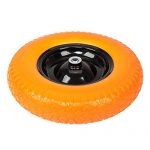 Globe-House-Products-GHP-16-Diameter-58-Ball-Bearing-Axle-Yellow-Solid-Foam-Flat-Free-Wheelbarrow-Tire-0