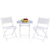 Globe-House-Products-GHP-3-Pieces-White-Sturdy-Durable-Steel-Folding-Round-Table-and-Chairs-Bistro-Set-0